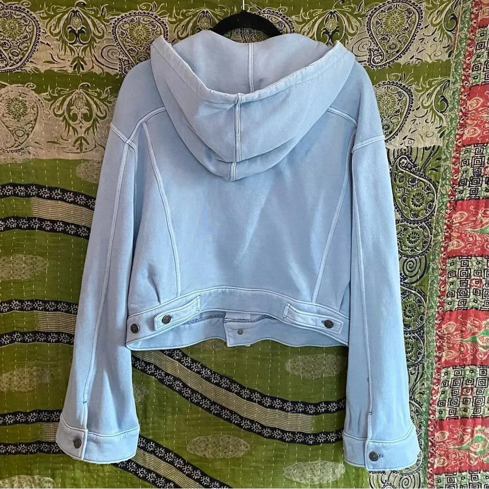 NWOT Free People Baby Blue Dreamers Cropped Jacket Size Small